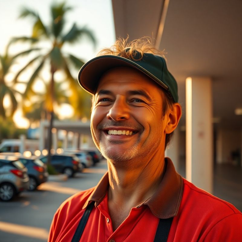 Retrato de Roberto Siqueira ao lado do seu veículo